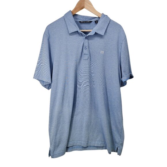 Travis Mathew Mens XXL Blue Polo Shirt Pima Cotton Polyester Blend - Picture 7 of 7
